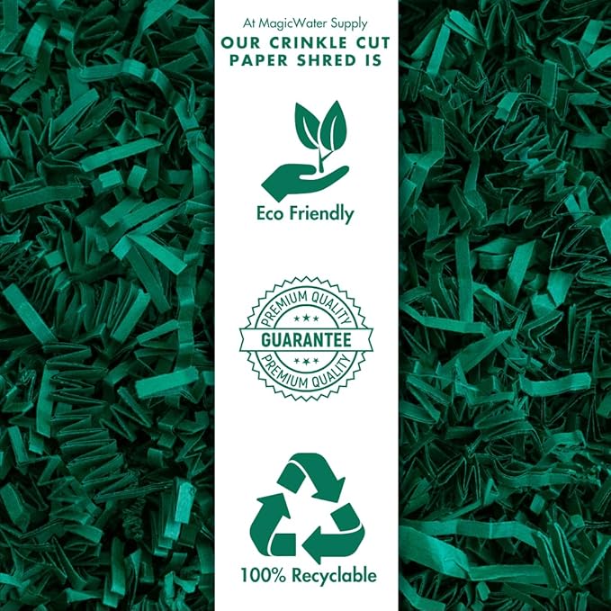 MagicWater Supply Crinkle Cut Paper Shred Filler-1LB Forest Green-Decorative & Protective Packaging for Bridesmaid Gifts & Bridesmaid Proposal Gifts Holiday Stuffers Birthdays Wedding & Anniversaries