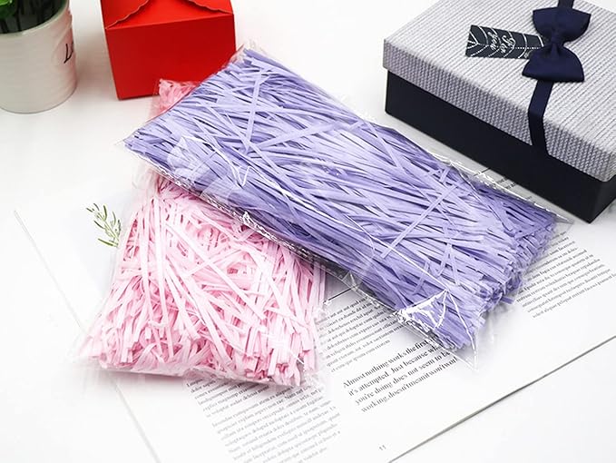 Raffia Paper Shreds, 100g Shredded Paper for Gift Box, Crinkle Cut Paper Shred Filler for Gift Wrapping & Basket Filling(Purple)