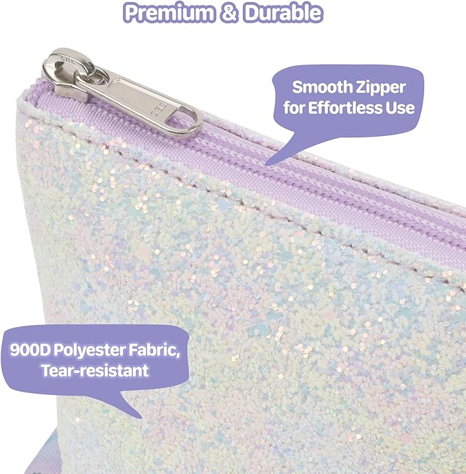 Standing Pencil Case Girls - Telescopic Pouch for Kids, Cute Kawaii Pencil Case for Girls, Big Capacity Stand Up Pencil Pouch for Kids, Tie-dye Purple