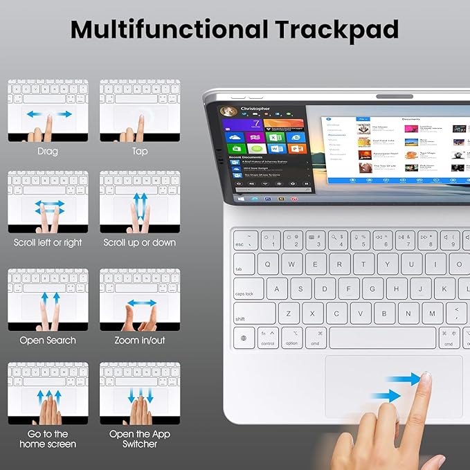 Keyboard Case for iPad Air 11-inch (M4 2026/M3 2025/M2 2024), iPad Pro 11-inch 1st/2nd/3rd/4th Gen, iPad Air 10.9-inch 4th/5th Gen, Magnetic Magic-Style Keyboard with Trackpad & Stylus Pen (White)