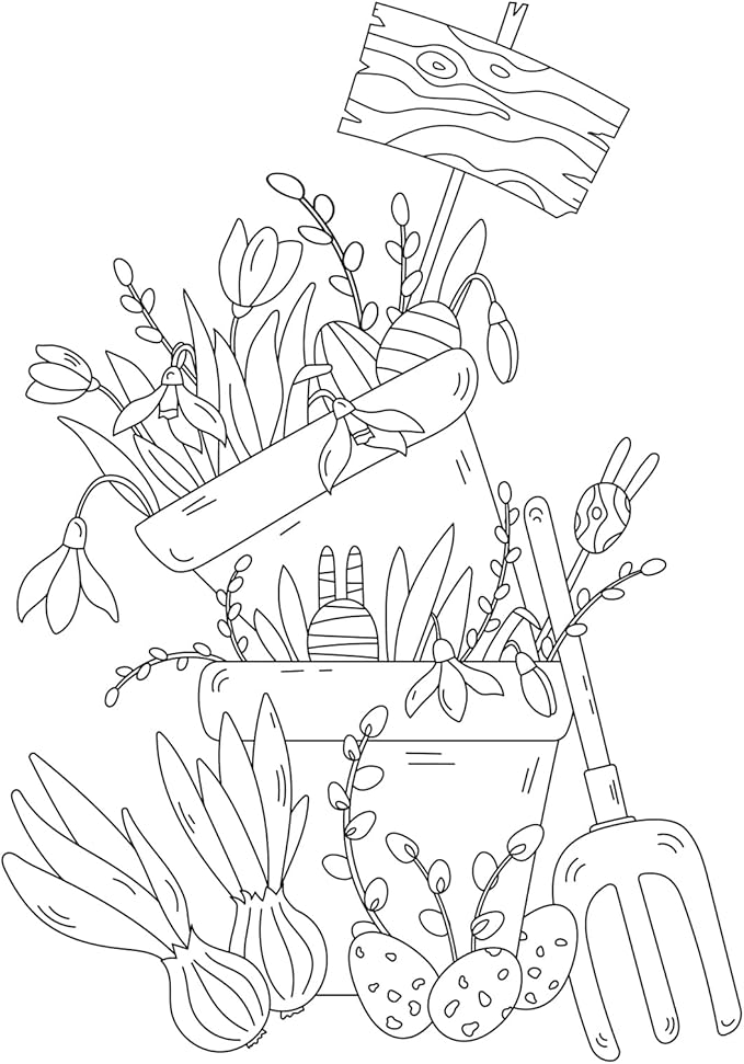 Jekohor Spring Theme Adult Coloring Book - 9x12 Inch Large Single-Sided Pages, 200gsm Thick Paper for Markers & Watercolor, Easter Gift for Women - Coloring Books for Adult Relaxation