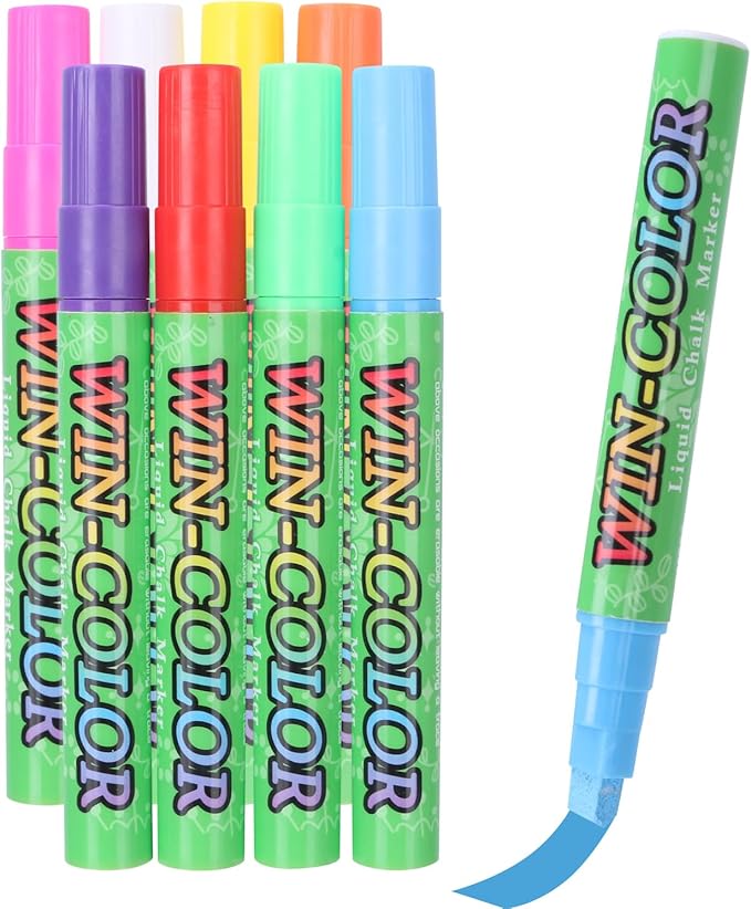 8 Colors Window Markers 8mm Liquid Chalk Markers Erasable,Jumbo Tips Chalk Markers for Chalkboards,Glass, Cars,Restaurant Menu