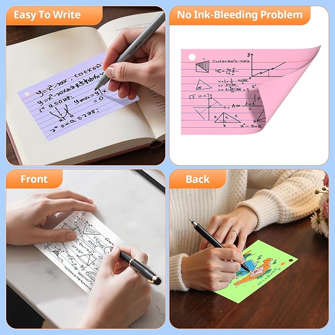 Index Cards 3x5 Inches, 250 PCS, Colorful Flash Cards With Ring, Punched Lined Study Card Ruled Flashcards Notecards, Ruled Front And Blank Back, Note Card for School, College And Home