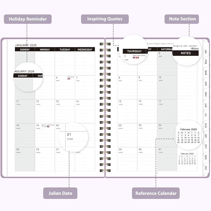 2026 Planner, Weekly and Monthly Calendar Academic Planner, Jan 2026 - Dec 2026, Planning Agenda Book for Desk Accessories and School Supplies - A5 (6.3'' x 8.5'')