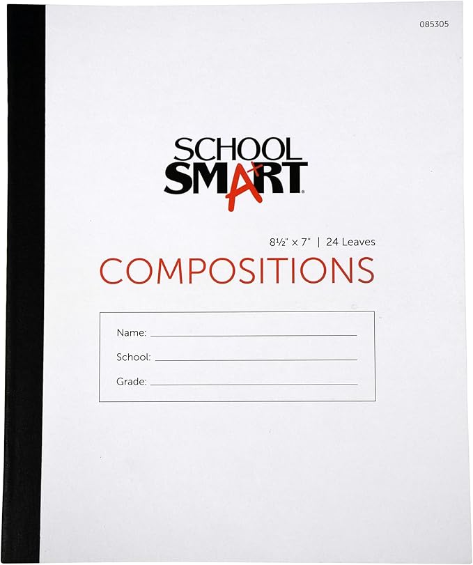 Roaring Spring School Smart Stitched Cover Composition Book - 8.5 x 7 Inches - 24 Sheets No Margin, Manila, 1 Count (Pack of 1)