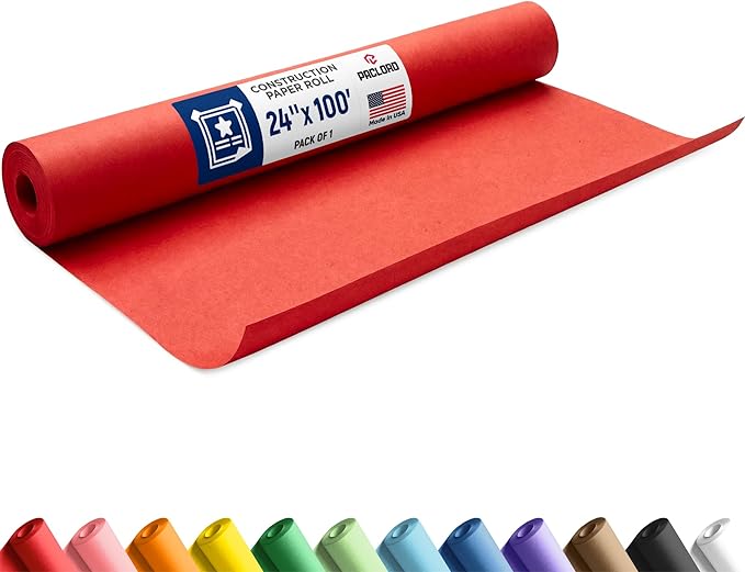 Red Construction Paper Roll 24" x 100 ft – Made in USA – 24" Bulletin Board Paper for Classroom & School, Teachers & Kids