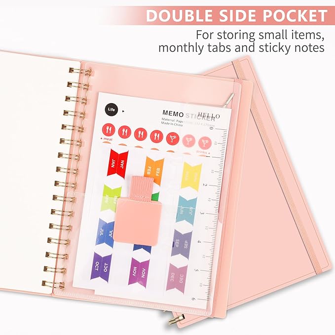EMSHOI Undated Planner, Weekly and Monthly Calendar, 53 Weeks and 12 Months, A5 (6.38" x 8.35"), 100GSM Thick Paper, PVC Cover, Monthly Tabs, Note Pages, Start Anytime