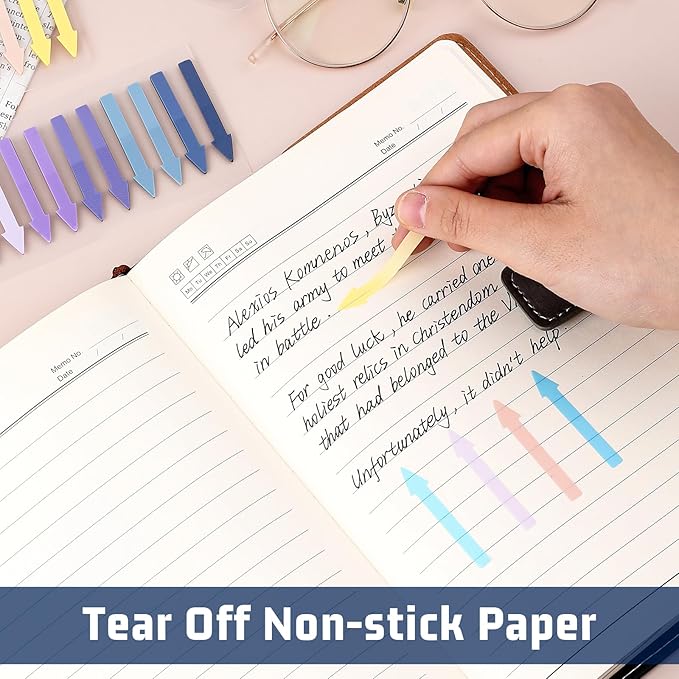 1200 Pack Arrow Sticky Notes Colored Sticky Tabs Transparent Arrow Flags Page Markers Tabs Translucent Page Markers Index Tab for Office School Annotating Books Notebooks