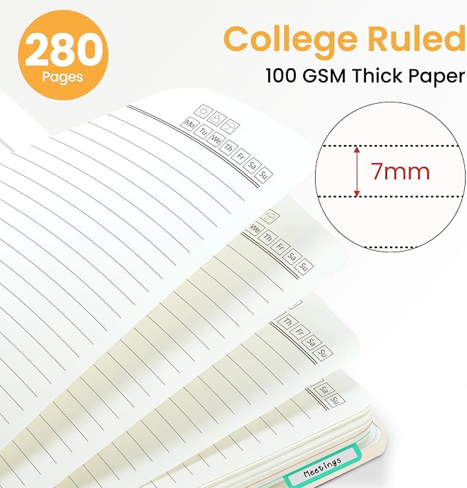 ZOTIA Large Spiral Notebooks for Work 5 Subject with Removable Dividers