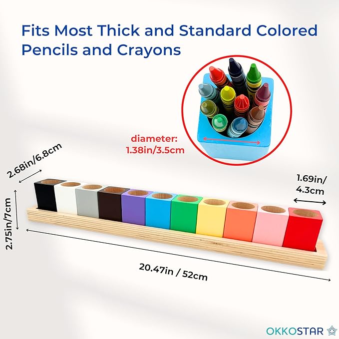 Montessori Crayon Holder for Kids - Craft Supply Organizer - Classroom Storage Caddy Case - Perfect for Colored Pencils [Crayons or Pencils NOT Included] (Large)