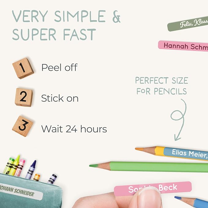 Personalized Kids Name Labels for Pencils Green [150pcs] - Waterproof Name Stickers for School & Daycare - Pencil Custom Name Stickers - Children Name Stick On Labels for Pens (2.0”x0.3”)