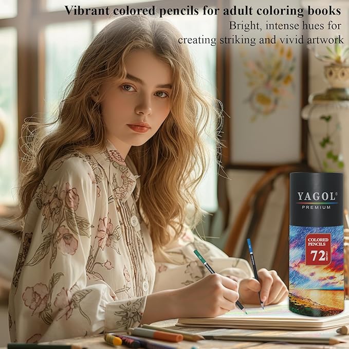 Yagol Colored Pencils for Adult Coloring Books, 72 Color Pencil Set, Soft Core Color Pencils for Adult Coloring Book, Coloring Pencils for Adults - Drawing, Sketching, Blending & Shading-Art Supplies.