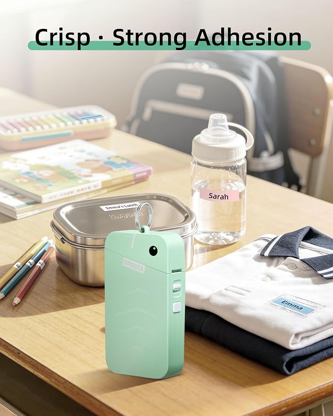 ORGSTA S001 Label Maker Machine with Tape, Portable Bluetooth Label Maker for Home and Office Organization, Thermal Label Printer Mini Sticker Maker with Multiple Templates, Green