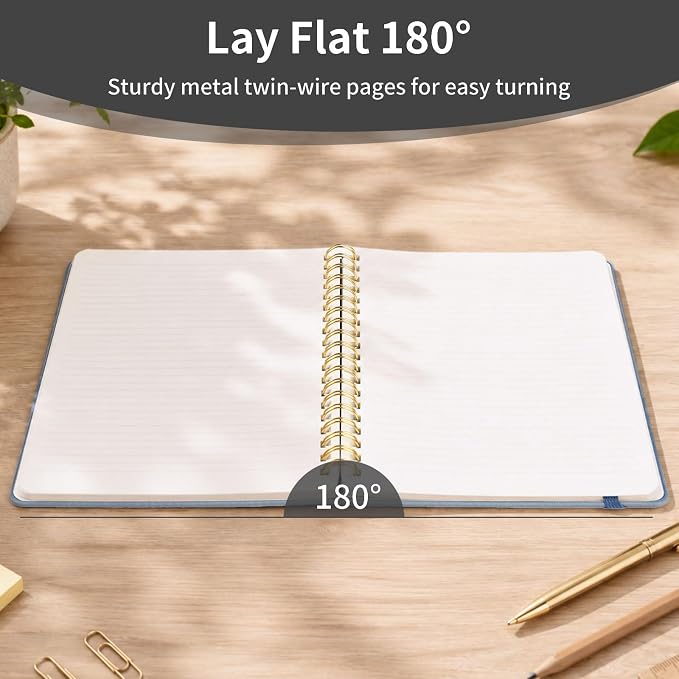 Spiral Notebook - 7.24" x 10" College Ruled Journal with Inner Pockets and 180 Pages, PU Leather Cover Business Journal, Twin-Wire Binding Notebook Perfect for Office & Home School Supplies Black