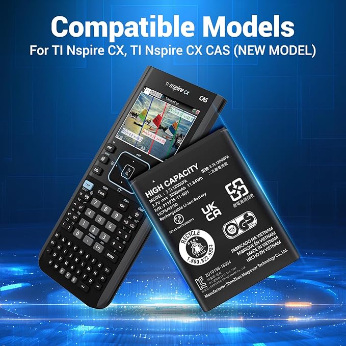 TI-84 Plus CE Battery, (2026 New Upgrade) 3200mAh Ultra High Capacity Li-ion Replacement Battery Pack for Texas Instruments TI-84 Plus CE, TI-84 CE, fits Part No 3.7L12005SPA, P11P35-11-N01