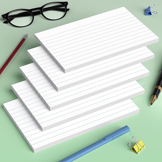 Index Cards 5x8, 100 Sheets, Ruled White Flash Cards for Effective Studying and Note-Taking, Premium Note Cards, Essential School Supplies for College & Office, Home Organization & Study Supplies