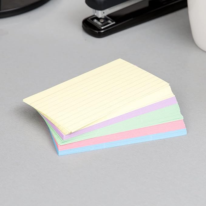 1InTheOffice Colored Index Card 3x5, Pastel Index cards, Ruled Flash Cards, Assorted Color, 300 Pack