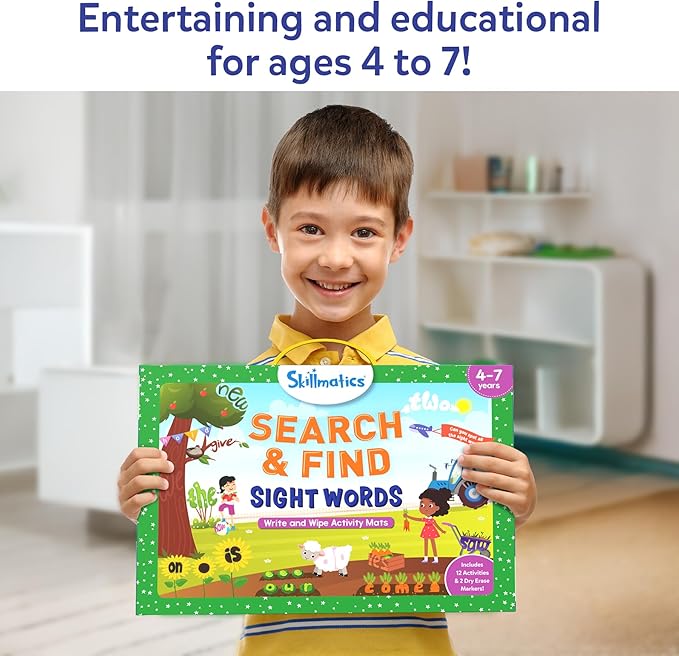 Skillmatics Search and Find Sight Words Educational Game - Reusable Preschool Learning Activities, Perfect for Toddlers & Kids Who Love Toys, Builds Vocabulary, Gifts for Ages 4, 5, 6, 7
