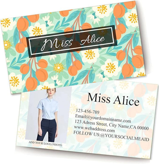 200/500Pcs Business Card Customization (Add Picture or Logo), Thick Coated Paper Business Card Double-sided Printing-2"x3.5" Inches (Color-R)