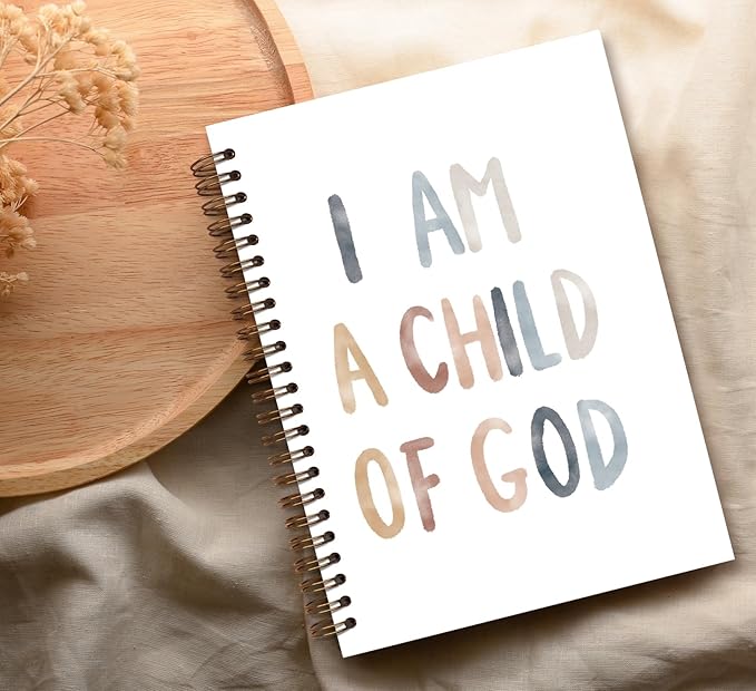 Christian Spiral Notebook journal,I am a Child of God,Boho Rainbow Hardcover College Ruled Spiral Notebook Journal for Work Notes School Student Teacher,Inspirational Gifts for Women Teen Girls