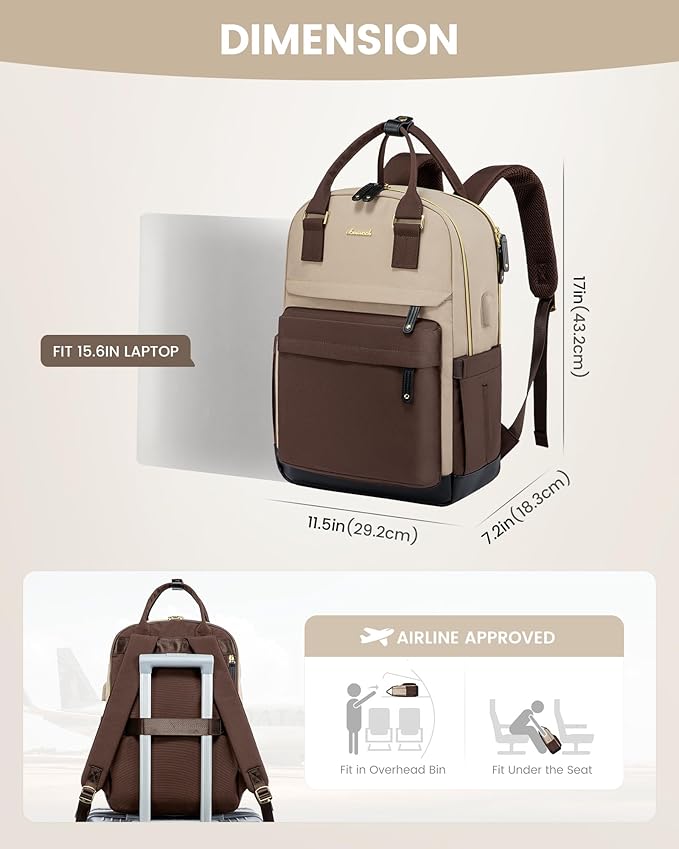 LOVEVOOK Travel Laptop Backpack Women, 15.6 Inch Anti-theft Laptop Bag with USB Port, Fashion Waterproof Computer Backpacks Teacher Nurse Backpack Purse for College Work
