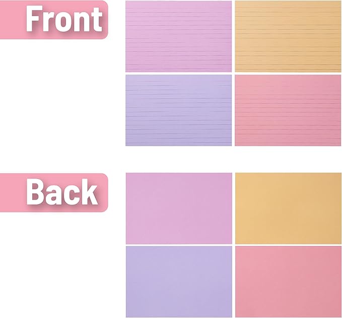 Mr. Pen- Lined Index Cards, 4"x6", 144 Cards, Assorted Colors, Bulk 4x6 Index Cards, Ruled for School, College, Office and Home Organization, Durable Study To Do List Note Cards with Ruled Lines