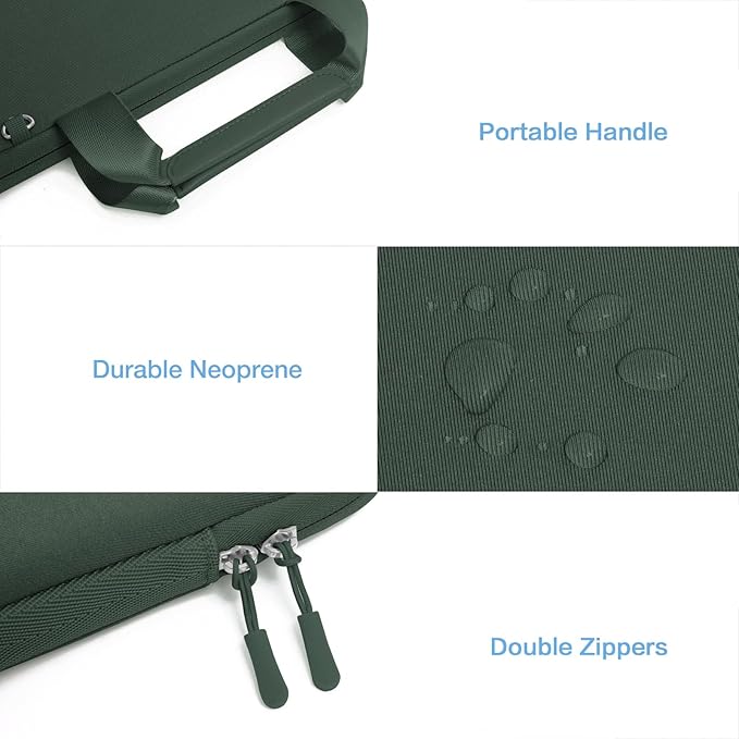 MOSISO Laptop Case 15 inch, Laptop Sleeve Bag Compatible with MacBook Air 15 inch M5 M4 M3 M2 2026-2023, Dell XPS, Neoprene Carrying Computer Bag with Handle&Detachable Small Case, Emerald Green