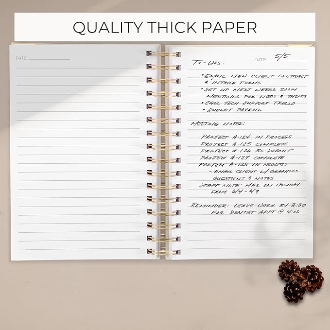 Aesthetic Thick Spiral Notebook Journal For Women in A5 Format - Modern Linen Hardcover College Ruled Note Book With 220 Lined Pages - Perfect For Writing And Staying Organized at Work or Schoo