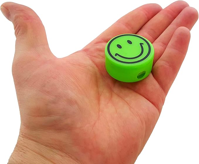 Pencil Sharpeners for Kids with Removable Neon Colored Lids (48 Pack - Smile FACE)