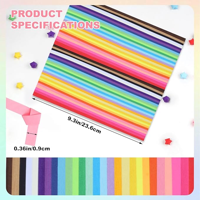 Phinus 2060 Sheets Origami Paper - 27 Color Assortment, Double Sided Star Paper Strips for DIY Hand Art Crafts