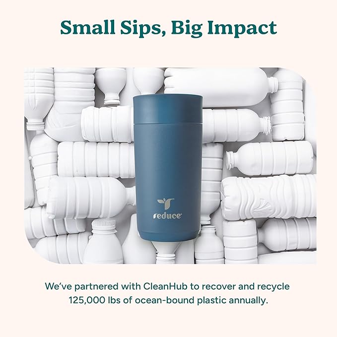 REDUCE Perk 10oz Insulated Coffee Tumbler – Leak-Proof with Lockable Lid and Vacuum Insulation–Durable Stainless Steel–Fits Car Cup Holders – One-Handed Travel Mug in Sand Leopard Print - Eternal Teal