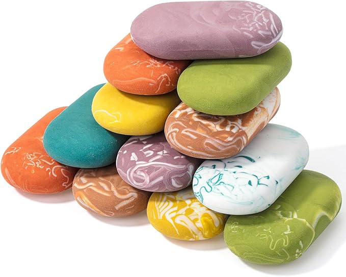Mr. Pen- Marble Pencil Erasers, 12 Pack, 1" x 2", Soft Rubber Marble Pencil Erasers for School, Office, Art Sketching, Homework, Exams, Clean Smudge-Free Correction