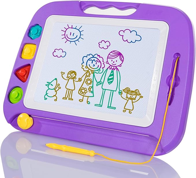 SGILE Toddler Toys for Kids, Large Magnetic Drawing Board for Birthday Gift, Toys for 1 2 3 4 Year Old Girls Boys, Etch & Sketch Pad with 4 Stamps, Learning and Educational, 16 ×13 in, Purple