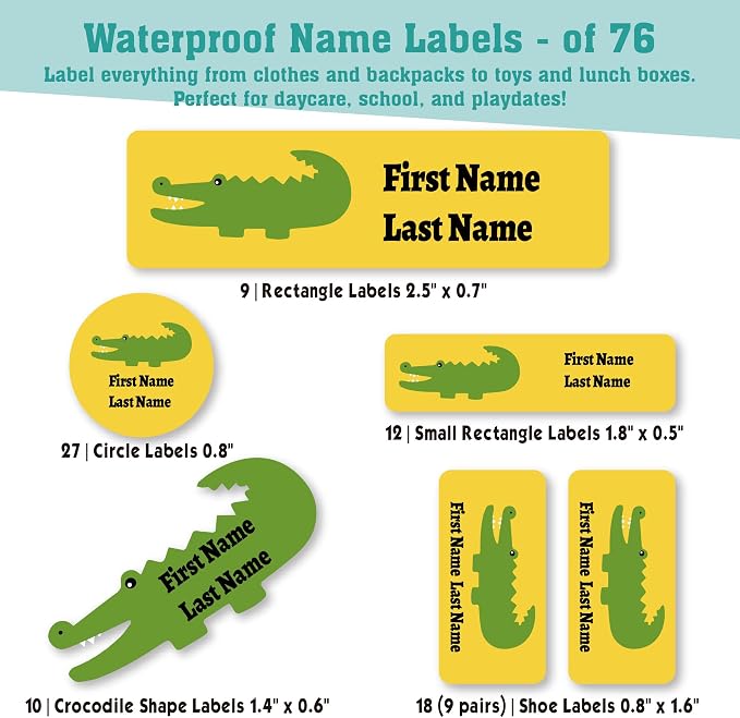 Personalized Daycare Name Labels for Kids (76 Labels) - Custom Durable Waterproof Name Stickers for Clothing Tags, Water Bottles, Lunch Boxes, and School Supplies - Dishwasher, Washer