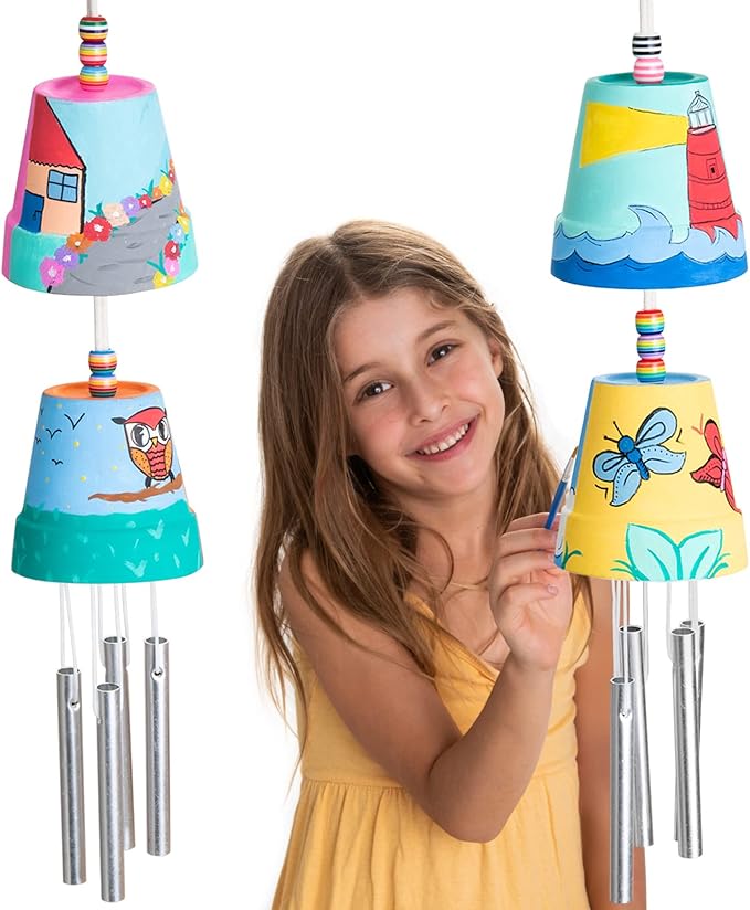 Make Your Own Wind Chime Craft Kit, 2-Pack – Large Bells, Stencils & Beads | DIY Arts and Crafts for Kids Ages 6–12 | Creative Gift for Boys and Girls