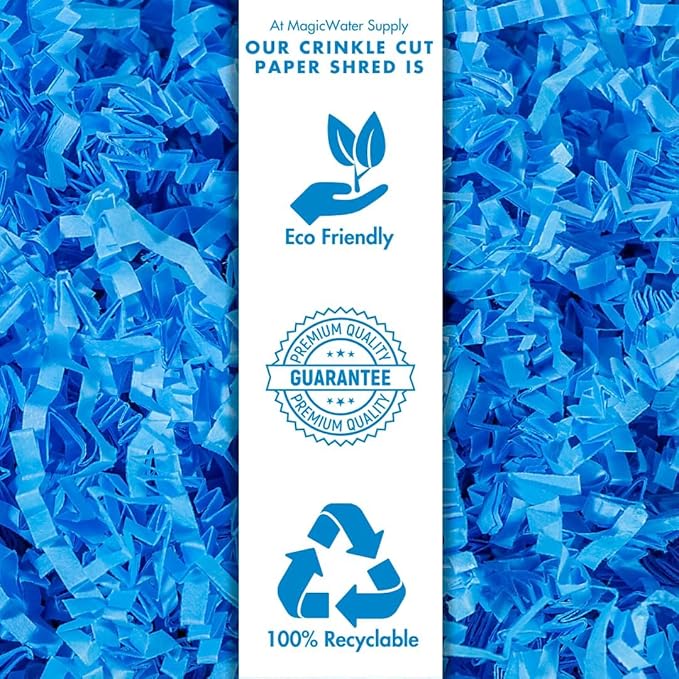MagicWater Crinkle Cut Paper for Gift Baskets - 5LB - Light Blue - Perfect for Shredded Paper Filler, Basket Filler, Gift Boxes, Bridesmaid Gifts, Christmas Stuffers & More – Ideal for All Occasions