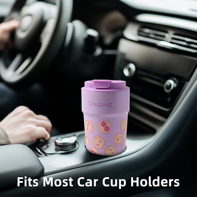 16 oz Travel Coffee Mug with Ceramic Coating, Leak-Proof Vacuum Insulated Coffee Tumbler with Lid, Reusable Double Wall Stainless Steel Travel Cup for Hot& Cold Drinks (Pink)