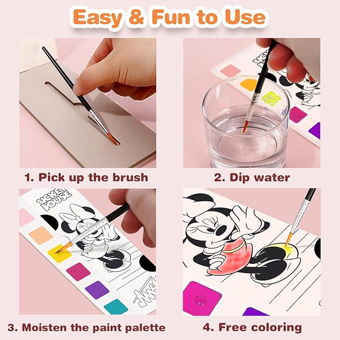 Paint with Water Coloring Books for Kids - 5 Pack, Pocket Mess Free Watercolor Painting Kit, Water Color Paint Set Arts and Crafts Gift for Girls Ages 4 5 6 7 8+, Travel Activity Toy