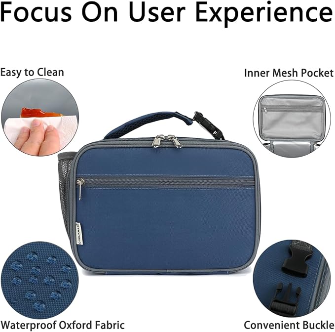 GYEUKHAM Insulated Lunch Box for School, Thermal Reusable Durable Freezable Lunch Bags for Kids Boys Girls Men Women - Small Soft Cooler Portable Lunch Tote Kit for Work Picnic Travel,Cyan