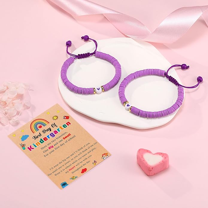 UPROMI First Day of Preschool/Kindergarten/1st Grade/2nd Grade/School Gift, Back to School Bracelet Mommy and Me Dad and Son