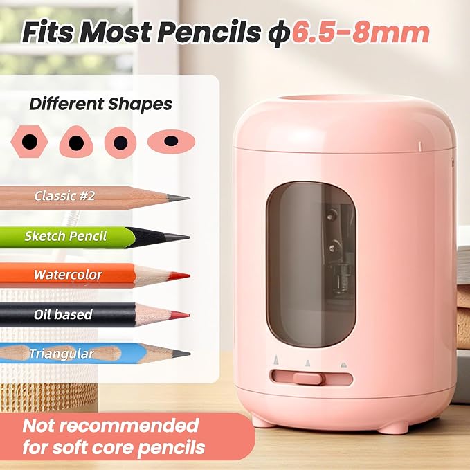 deli Electric Pencil Sharpener,3 Sharpness Modes,Battery Operated(6.5-8mm)