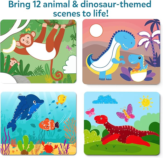 Skillmatics Dot It Sticker Art - Animals & Dinosaurs Combo, Mess-Free Fun for Kids, 750+ Stickers, Craft Kits, DIY Scrapbooking Activity, Travel Toys, Gifts for Ages 3, 4, 5, 6, 7