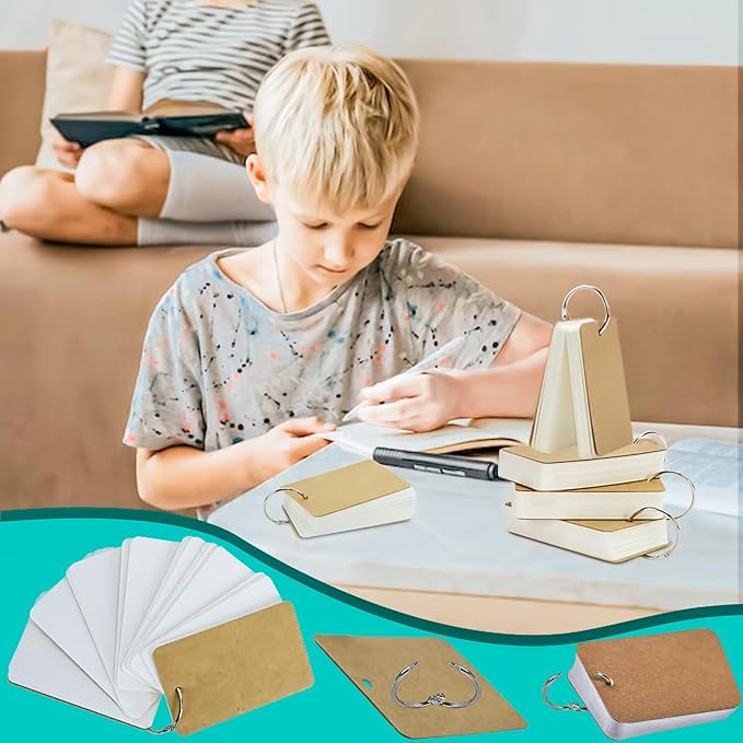 300 Pcs Flash Cards 2x3 Inch Index Cards with Ring Lined Note Card Bood Flashcards, Mini Blank Flash Cards 2x3 White Card Pad Index Note Bood 2 x 3 Notecards for Studying School Supply College