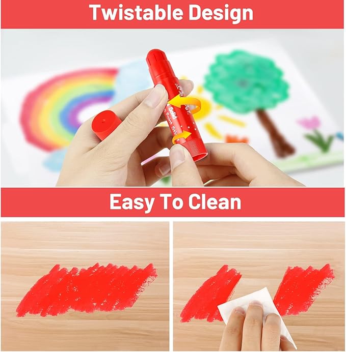 MayMoi Tempera Paint Sticks - 30 Bright Colors, Quick Drying, Easy to Color and Washable Crayons for Teens and Students
