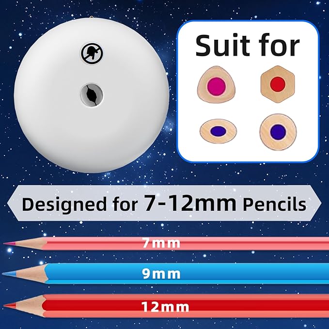 tenwin Fully Automatic Electric Pencil Sharpener for 7-12mm Pencils, Auto in&Eject, 3 Selectable Adjustable Pencil Nibs with Breathing Light (White)