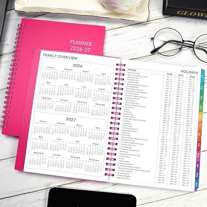 Planner 2026-2027 - 2026-2027 Academic Planner, 2026-2027 Planner Weekly and Monthly with Tabs, July 2026 - June 2026, 6.25" × 8.3", Strong Twin-Wire Binding