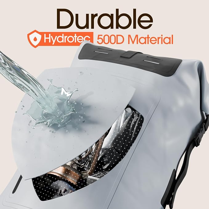 Waterproof Dry Bag Backpack 35L - Kayaking Boating Fishing Rafting Marine | Gray 35L dry bag: 500D PVC, abrasion resistant build, IPX8 phone case for river and lake trips