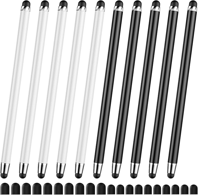 10 PCS Stylus,Stylus Pen for Touchscreen,Stylus 2-in-1 High Sensitivity & Precision Suitable for Touch Screens of iPhone/ipad/Android Tablets(10 Stylus Pen Withe/Black + 20 Tips)