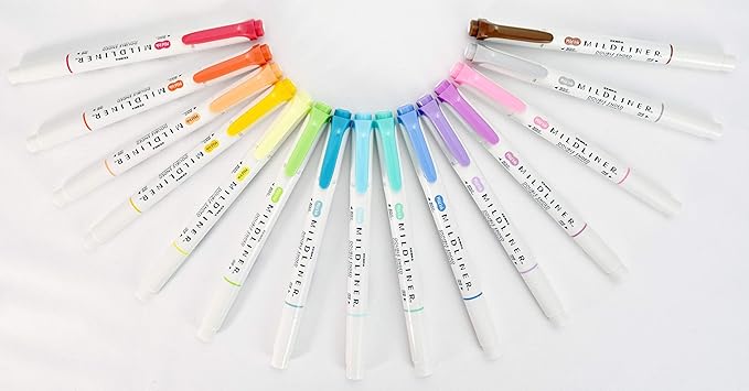 Zebra Pen Mildliner Double Ended Highlighter Set, Broad and Fine Point Tips, Assorted Ink Colors (Pack of 6, 90 Count Total)