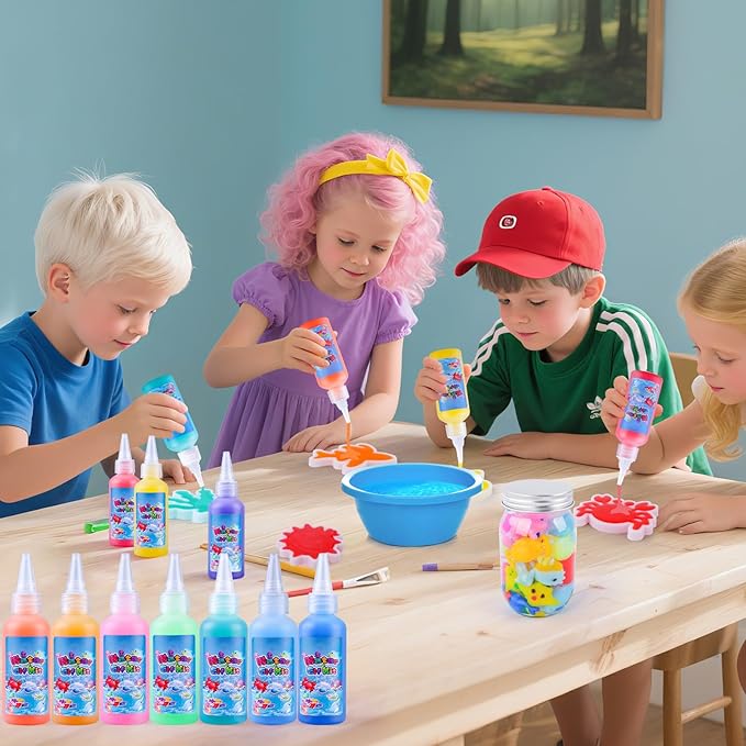 Aibxiu Magic Water Elf Toy Kit, Crafts for Kids Ages 4-8-12, Aqua Fairy Water Gel with 22 Gels, 22 Sea Creature Molds, DIY Craft Kit, Birthday & Party Favors for Kids Ages 3+